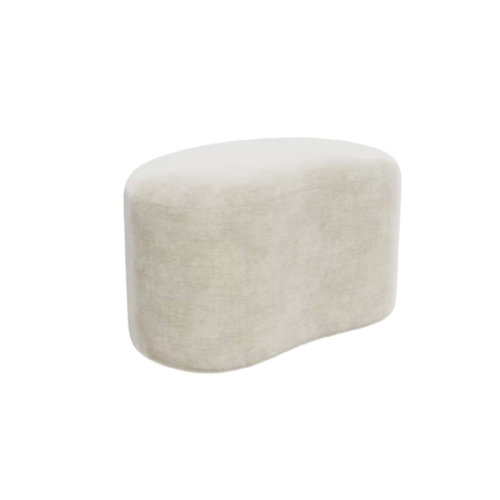 Banquette en forme de haricot en tissu beige doux