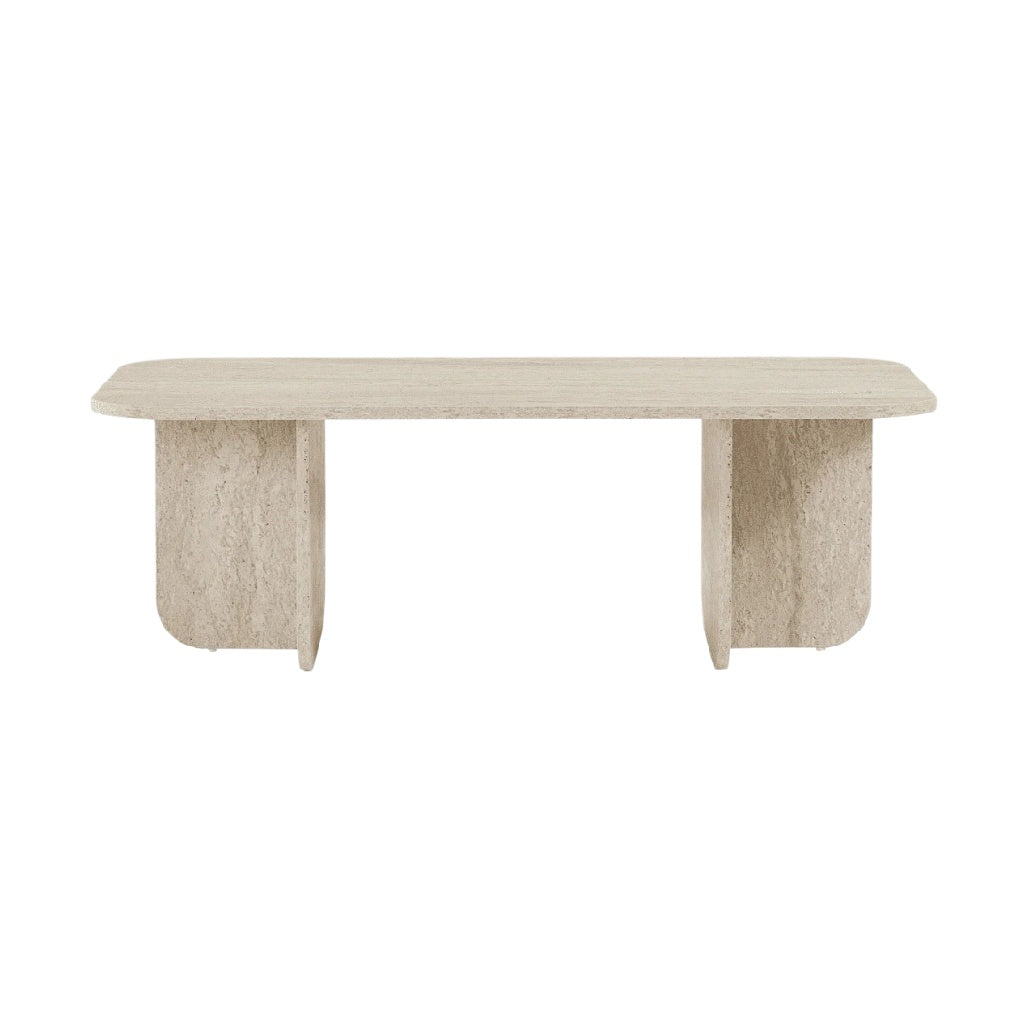 Table basse en matériaux naturels - teinte beige crédité.