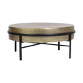 Table basse en métal doré avec structure en fer noir